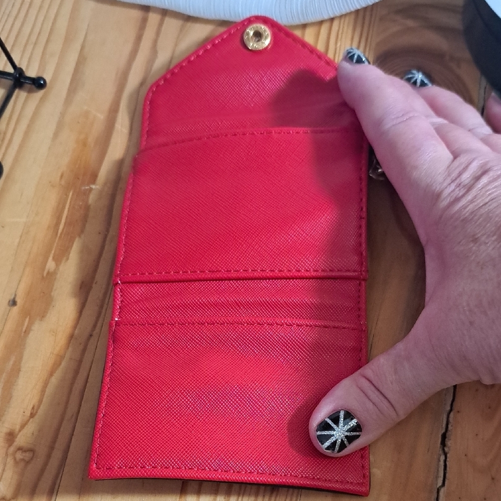 Hand Painted Red Patterned Women's Mini Wallet Coin Purse - Picture 7 of 9